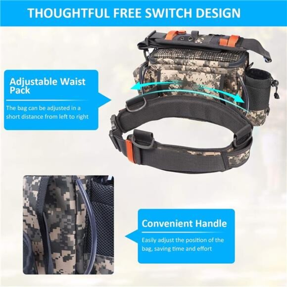 YVLEEN Sling Fishing Tackle Bag - Outdoor Tackle Box - Water-Resistant Waist - Picture 3 of 7
